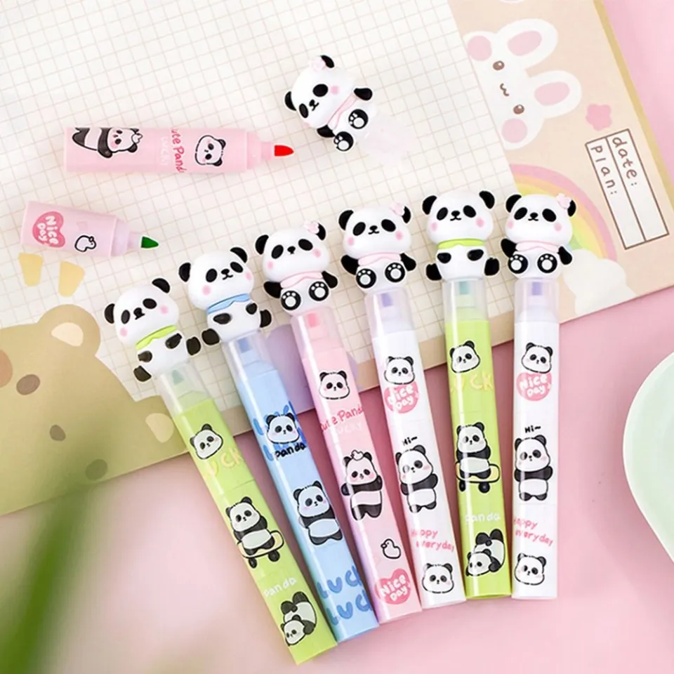 EHTYR Cute Panda Highlighter Pen Cartoon Creative Diy Color Ledger