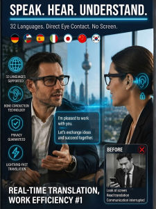 Smart Sunglasses Photochromic AI Translation Glasses with Adjustable Zoom and Color Change