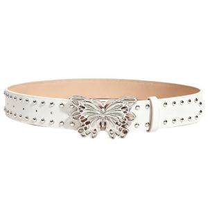 GENENIC Jeans Decor Butterfly Waist Belt Y2k Punk Pu Waistbands Luxury Leather Rivet Belt Women