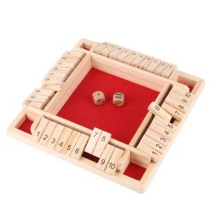 GOOD STUFF Developing Intelligent Table Board Game Toy Educational Toys Shut The Box Four-Sided Flip Card Game Leisure Interactive Wooden Number Game Family Party