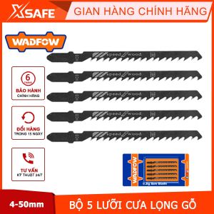 Bộ 5 lưỡi cưa lọng gỗ cắt nhanh WADFOW WJB244D 6 TPI chiều dài răng 74mm khả năng cắt 4-50mm cắt ván ép gỗ ván sợi...