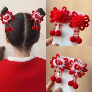 COD-Kids Children Chinese Red Happy New Year Red Hairpin Hair Clips Hair Jewelry