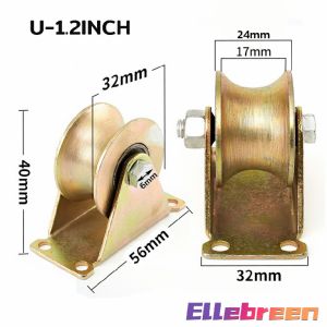 1.2" U/V Groove Wheel Heavy Duty Rigid Caster Steel Sliding Door Roller for Inverted Track Rolling Gate Wire Rope Rail