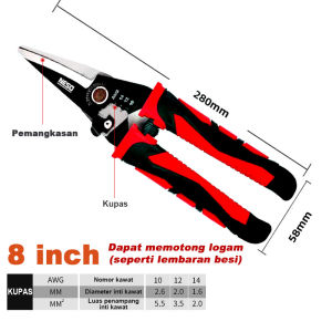 NESO Tang Kupas Potong COD Kabel 6 Inch 7 Inch Pemotong Wire Stripper 4in1 Cutter Pliers Gunting Kupas Kabel Listrik Serbaguna