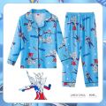 Cow StellaLou Ultraman Pikachu New Cartoon Children's Pajamas Long-sleeved Thin Section Spring and Autumn Cardigan Lapel Cute Middle and Older Children's Home Wear Set Summer 0000. 