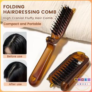 Amoki【Ready in Stock】 Foldable Hairdressing Comb Portable Travel Hair Styling Tool High Cranial Fluffy Hair Comb