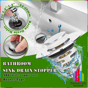 HB Universal Bathroom Sink Drain Stopper Brass Pop-Up Sink Drain Filter(Silver)