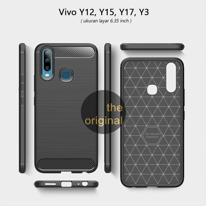 Case Carbon Ipaky Vivo Y12, Y15, Y17, Y3 sama ukuran inch