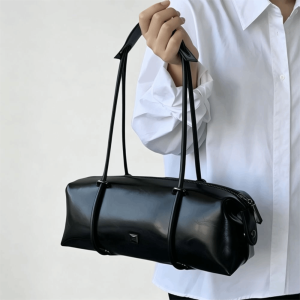 DORADO PU Leather Tote Bag Zipper Closure Black Boston Pillow Bag Vintage Waterproof Women’s Handbag for Women