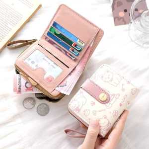 JS SHOP 1PCS Cute Cat Japanese Small Wallet Bank ID Card Holder Bag Zipper Wallets Storage Coin Purse