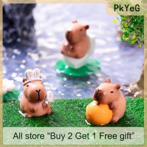 [COD] PkYeG Tool 2Pcs Mini Resin Capybara Miniatures Figurines Cute Fairy Garden Animal Ornament Mini Statue Decorative Small Landscaping