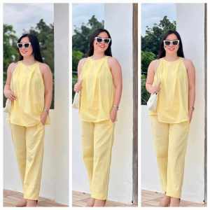 Summer Beach Casual  Boho Plain Korean  Halter Top and Pants Set Terno   - xs to large - classy and elegant - timeless classic  - timeless piece - casual office or party - classic piece - super kapal ng tela - hindi kayo magsisi - our aim is to produce