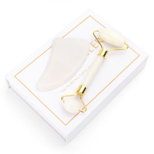 DECINIEE White Crystal Jade Roller Set Anti Wrinkles Face Lift Guash Massager Facial Massage Tool Natural Stone Roller Kit Beauty Care