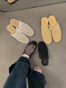 Summer Outdoor Mesh Woven Breathable Closed-Toe Mules For Women 2025 New Versatile Outdoor Fishnet Sandals