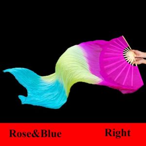 ZYJC Kid Women Belly Dancing Fan Multicolors Gradient Color Long Imitation Fan Sell 150cm Square Dancing Dance Accessories