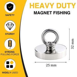 Super Strong Neodymium Fishing Magnets Heavy Duty Rare Earth Magnet with Countersunk Hole Eyebolt