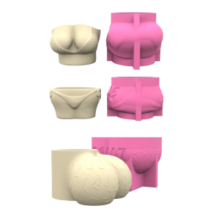 Reusable Body Art Silicone Planter Mold With Detachable Design For Epoxy Resin Plaster Pen Holder Making