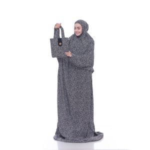 Mukena Terusaan jumbo Hadramaut syari hitam Putih 2