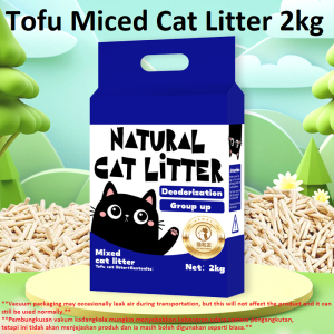 Malaysia Premium Super Clumping Natural Cat Litter Tofu 6L/2.0KG Pasir Kucing Toufu Anti-Bakteria Super Clumping Natural Anti-Bakteria Tofu Mixed Litter Cat Activated Premium Activated Charcoal Tofu Cat Litter - Fresh Scented Odor Control All Breed Size
