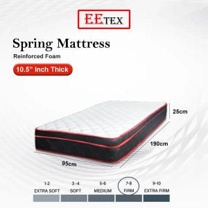 LAMOISON EE TEX 10.5" Inch Queen King Single Super Single Size Comfortable Mattress Quality Spring Tilam Spring Upgrade Version - MZ-BS1-10