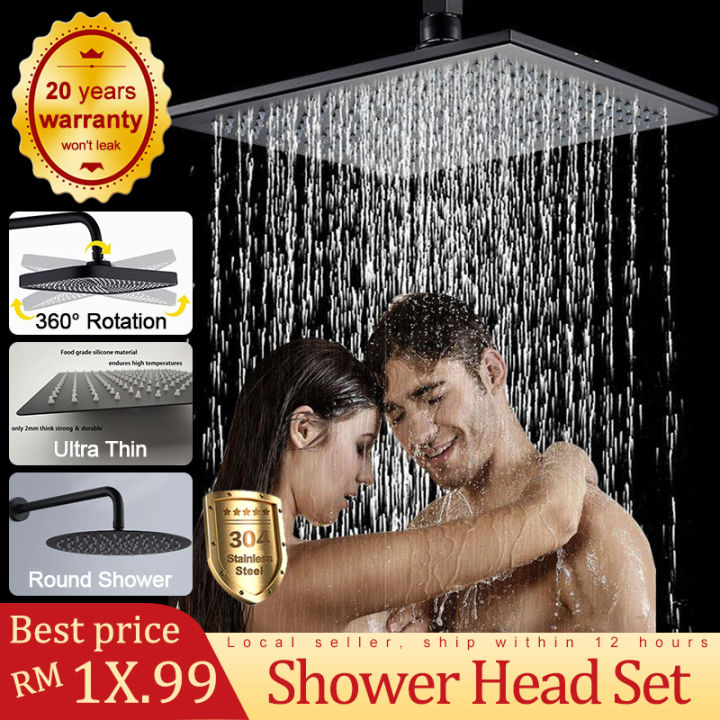 BOOMBANG 8/10/12 Inch 304 Stainless Steel Rainfall Shower Head High ...