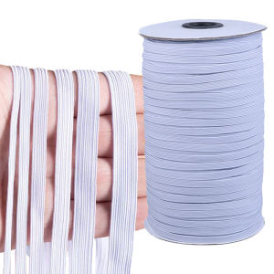 3/4/5/6/8/10/12mm/15mm 5 Yards Hight-Elastic Bands Spool Sewing Band Flat Elastic Cord White and Black Diy Handmade Sewmaterials