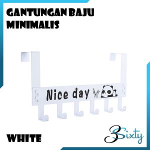 Gantungan Baju Tempel Pintu Minimalis HOOK NICE DAY Belakang Pintu Tanpa Paku Kuat 6 Kaitan Enudden