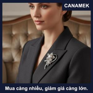 【CANAMEK】 Thời Trang Sáng Tạo Rhinestone Hoa Ngọc Trai Bạc Trâm Cài Cho Phụ Nữ Quần Áo Áo Phụ Kiện Quà Tặng