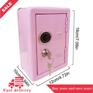 [COD] Frcctre Kids Safe Bank Money Box With Coin Tray Mini Locker Small Safe Storage Box Piggy Bank With Combination Lock And Key