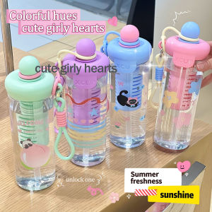 B.LIVEM 🌈 50%OFF🌈720ml แก้วน้ำพลาสติกถ้วยน้ำพลาสติก ถ้วยฟางขนาดใหญ่ 2025 ขวดน้ำดื่มสไตล์ใหม่พร้อม lanyard ขวดน้ำแบบพกพา ของขวัญวันเกิด ของขวัญกลับไปโรงเรียนขวดน้ำ