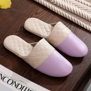 Spring And Autumn Leather Slippers For Women High-End Office Couple Indoor Home Non-Slip Four-Season Household Slippers