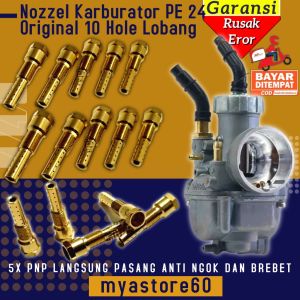 Nozel Nozzel Nosel Karburator Karbu Carburator PE NSR 24 PE24 NSR24 Holes 10 Hole Settingan Solusi Karburator Carbu Susah Diseting Ngok Dan Brebet