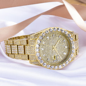 CLIBER MISSFOX Brand Men Watch Luxury Ice Out Full Big Diamond Silver Bracelet Watch Fashion Dial Quartz Wristwatch Steelcln