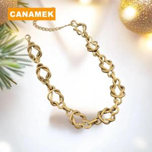 【CANAMEK】 Vintage -Plated Exaggerated Necklace Retro Light Luxury Clasp Chain Collar Fashion Jewelry Accessories Gift