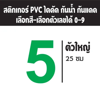 ขนาดใหญ่!! สติกเกอร์ตัวเลข ขนาด สูง 25 ซม. เลือกได้ 8 สี สติกเกอร์ PVC ไดคัท สติกเกอร์กันน้ำ ทนแดด ทนฝน