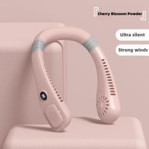 JOYUHON Neck Fan Usb Rechargeable Mini Portable Neck Fan Leaf less Silent Sports Fan Outdoor Hanging Neck Fan Colorful Light Hanging Neck Small Fan