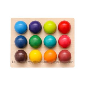 Lets Make Wooden Toy Rainbow Matching Ball Safe Water Paint Color Cognition Toddler Early Education Toys