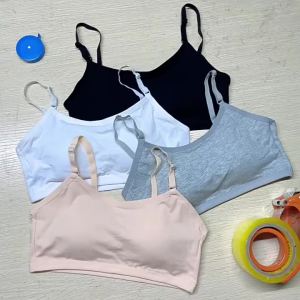 จัดส่งจากประเทศจีน [2025] บราผ้าฝ้ายแท้สำหรับนักเรียน บราแบบฟิกซ์คัพ บราพันรอบพร้อมแผ่นรองหน้าอก บราท็อปแบบท่อ ป้องกันการเปิดเผย บราสีพื้นสำหรับผู้หญิง