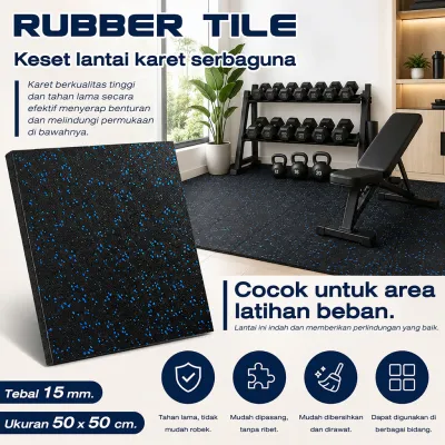 Rubber Gym Flooring Mat 50x50cm Matras Karpet OlahragaYoga Pilates Multifungsi Tebal 15MM/2MM/25MM