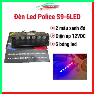 Đèn led cảnh báo ô tô nhấp nháy 12V giắc tẩu cắm sạc S9-6Led màu xanh đỏ 12 bóng led