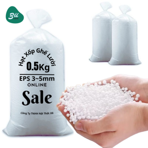 Hạt xốp nhồi ghế Sofa lười EPS 3–5mm 3II HOME 0.5Kg màu trắng êm nhẹ đàn hồi tốt được khử mùi an toàn và thân thiện với môi trường