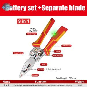 XUNYU3 คีมปอกสายไฟอเนกประสงค์8-in-1 คีมหนีบสายไฟอเนกประสงค์วัดกระแสไฟฟ้ากันลื่น