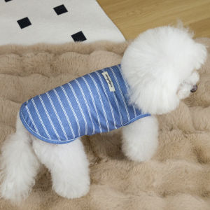 áo thun tay ngắn cho thú cưng sọc ba màu bền bỉ áo thú cưng dễ thương trắng mềm mại và ấm cúng