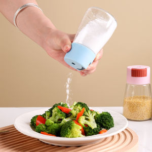3-Piece Set Press Type Quantitative Salt Jar Seasoning Bottle Jar Kitchen Sealed Seasoning Box Salt Jar