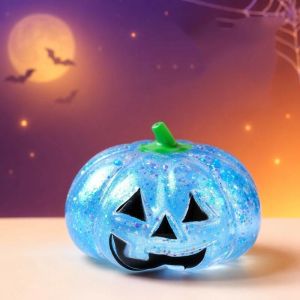 ECILY Soft Squeezable Pumpkin Fidget Toy Halloween Decor Glitter Liquid Sensory Ball Anxiety Relief Gift For Classroom Trick Or Treat Goodie Bag