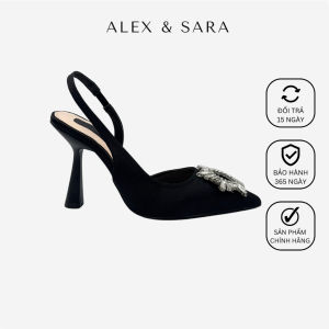 Giày cao gót Slingback nữ bít mũi mũi nhọn hở gót 85cm đính đá Aria sang trọng phù hợp đi tiệc đi chơi | ALEX & SARA AL05