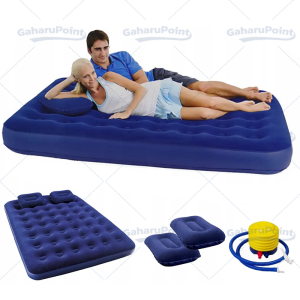 Kasur Angin Twin Biru/ Air Bed Twin / Kasur Tiup/Kasur Angin tempat tidur camping kasur yang menggembung sendiri perlengkapan tenda/Kasur Angin/ Kasur Pompa Lantai Matras Besar/Kasur Angin Double Biru + Pompa