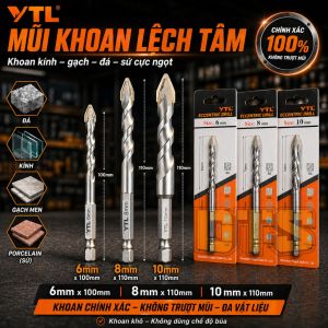 Mũi khoan đa năng lệch tâm YTL – Khoan kính gạch men đá sứ không mẻ chống trượt định tâm chuẩn chuôi lục giác