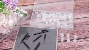 48 Pieces Hearing Aid Tips Hearing Aid Domes Universal Domes for Earbud Tip Replacement BTE Sound Amplifier Accessories and 7 Pieces Cleaning Tools with Velvet Bag