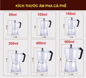 [ BPCF001 ] Bình pha cà phê MOKA POT kiểu Ý thẩm thấu ngược ( 450ml 300ml 150ml ) Hợp kim nhôm
